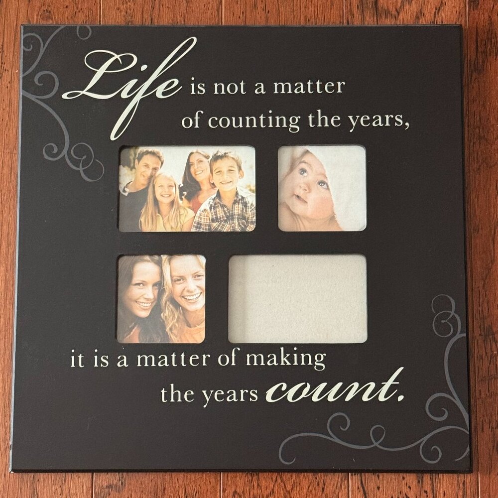18x18 Decorative Wall Photo Frame Quote Sign Holds 4 Photos Black